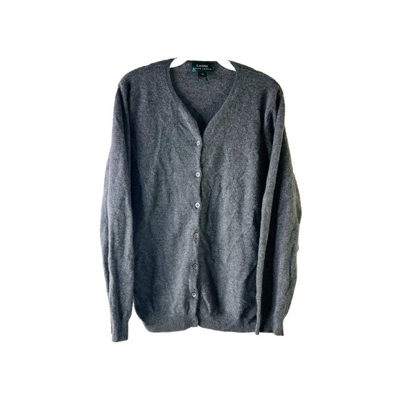 Lauren Ralph Lauren Soft Cashmere Cardigan Sweater Gray - Picture 1 of 7